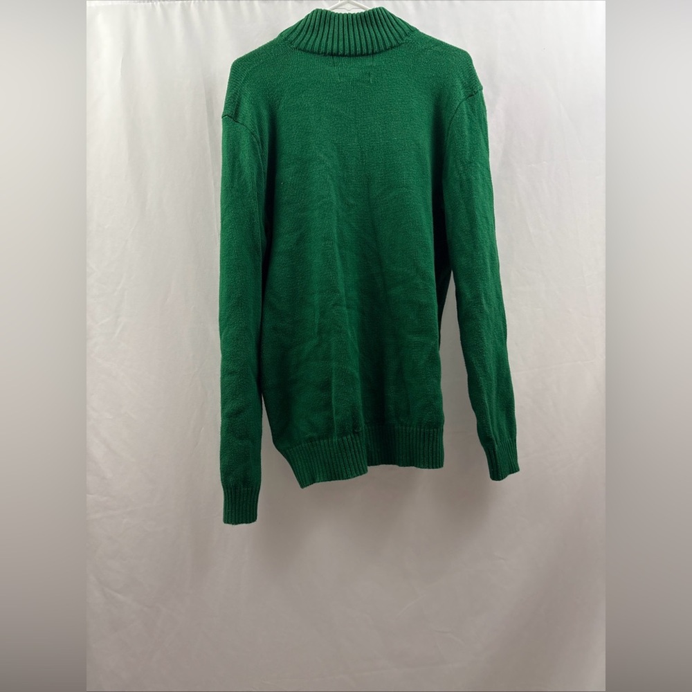 Polo Ralph Lauren Sweater Mens M Green 1/4 Zip Pullover Orange Pony Cotton - Picture 8 of 10